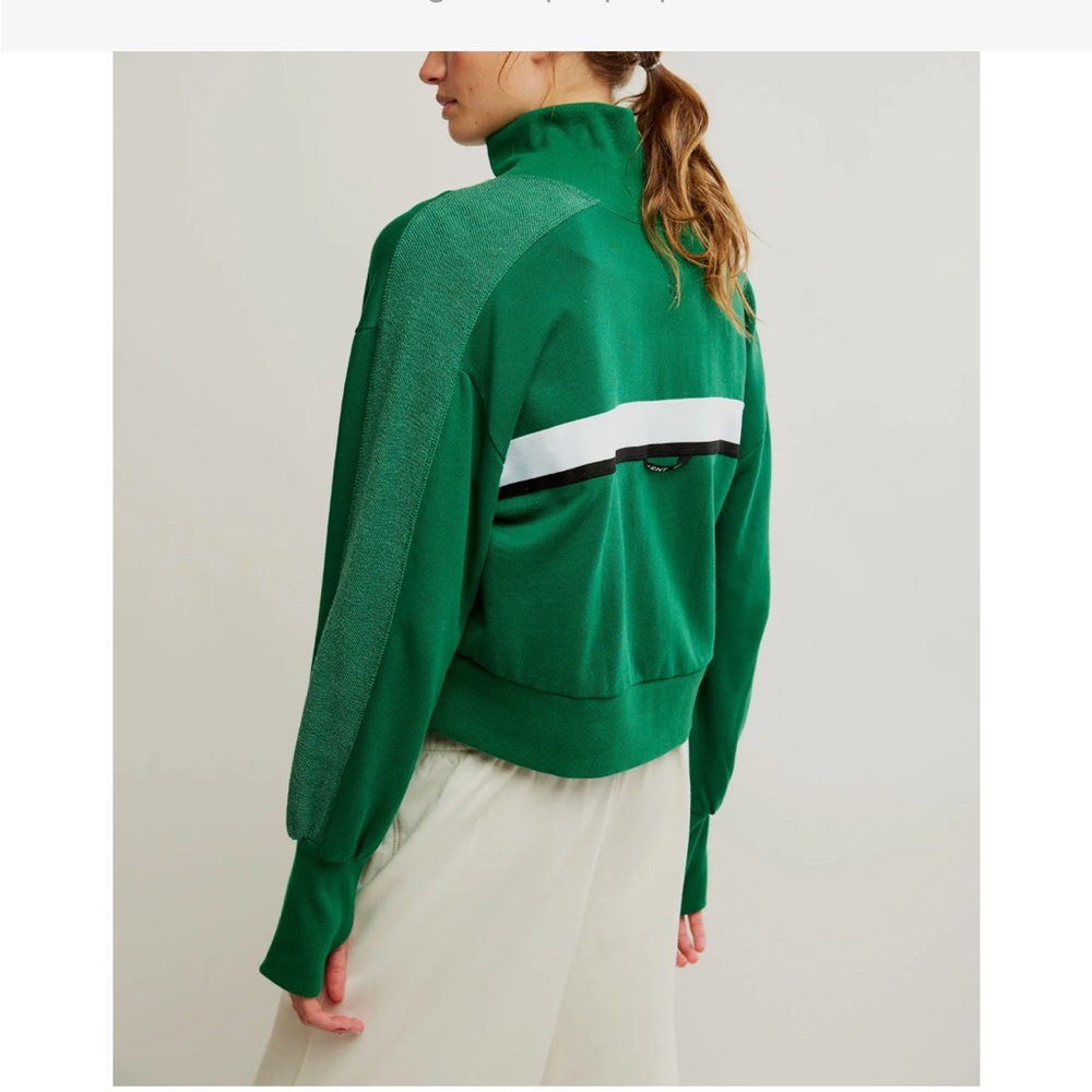 Green Track Jacket with White Stripe
